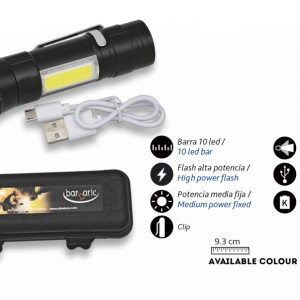 Linterna Recargable con Clip y cable Usb
