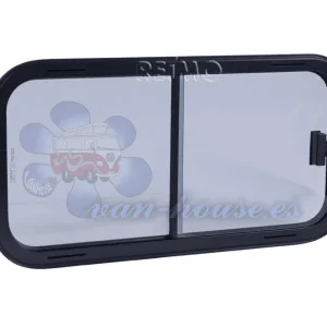 Ventana Corredera con Vidrio de Seguridad Color Gris / Marco Negro