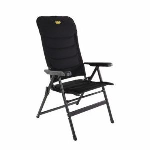 Silla de camping de aluminio MALAGA BREEZE, Camp4, acolchada, negra, tejido de malla