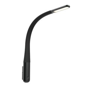 Lámpara LED con cuello de cisne, cabeza redonda, negra, recubierta de silicona