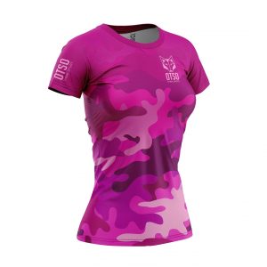 Polera de running manga corta mujer Otso Camo Pink